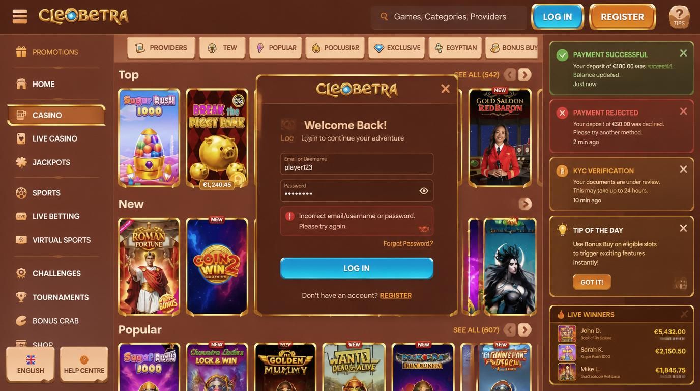 Screens showing typical issues and quick fix solutions